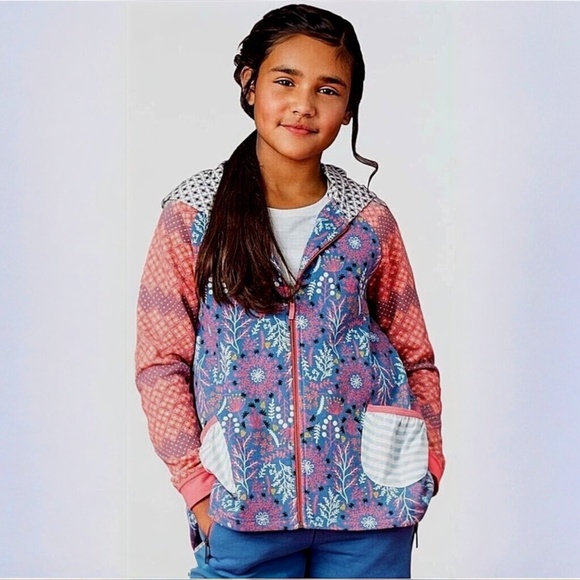 EUC [Matilda Jane] Zip Up <Make Believe> Pink Blue Sweatshirt Jacket | Girls 12 - Picture 1 of 13
